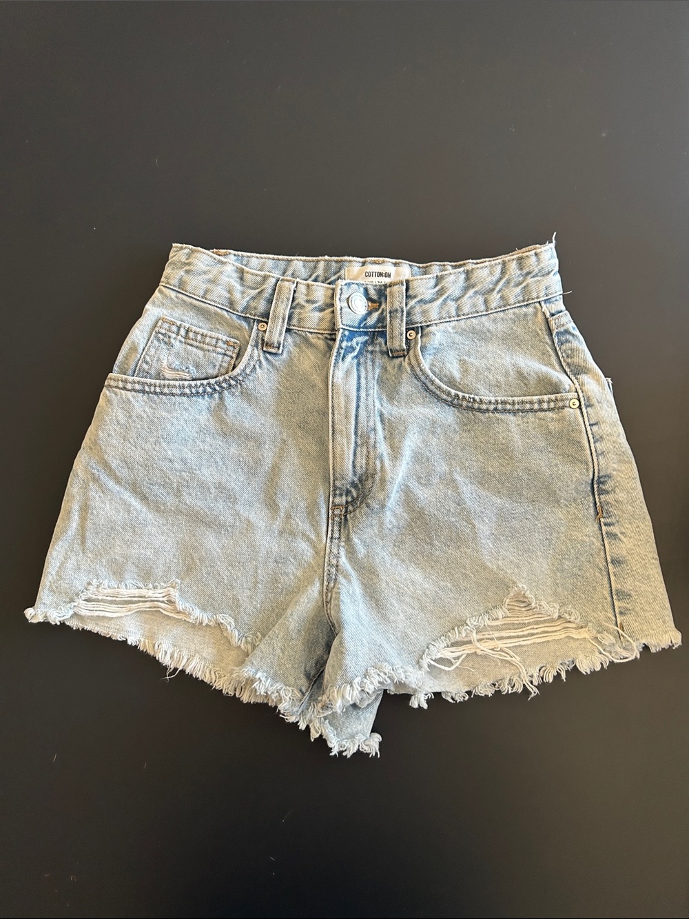 Cotton On Light Blue Distressed Denim Shorts